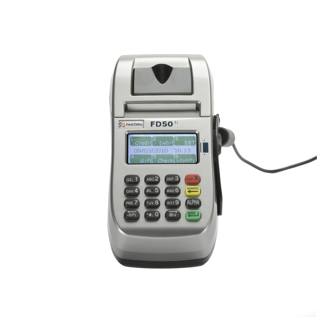 First Data FD50 Credit Card Terminal 16 Keys Silver for sale online 