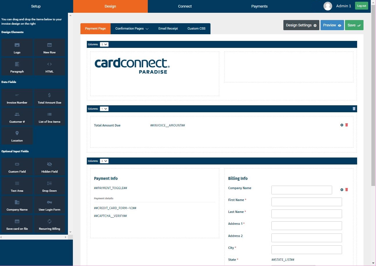 Hosted Payment Page Design CardConnect Paradise